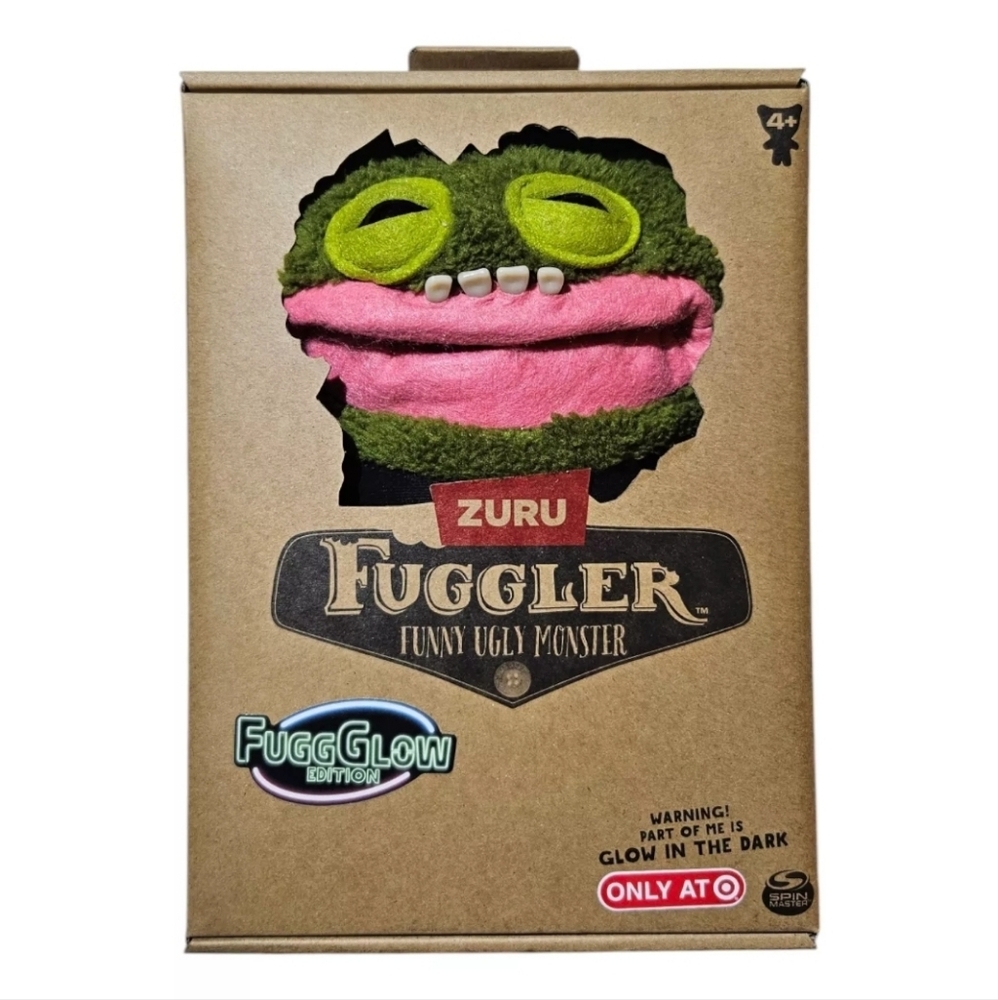 Fuggler FuggGlow Grin Grin Funny Green Ugly Monster Glow-In-The-Dark Plush | NEW